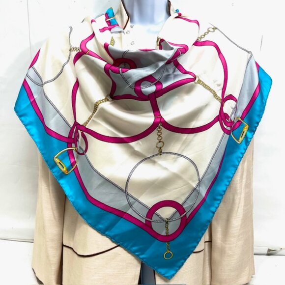 The Celine Paris Silk Scarf is a luxurious  colorful floral pattern in shades of - Picture 3 of 6